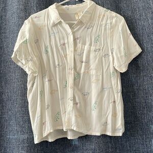 Women’s button down dinosaur shirt